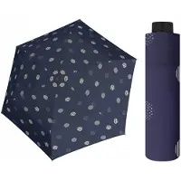 Doppler Fiber Havanna paraplu: lichtgewicht, compact, marineblauw met stippen