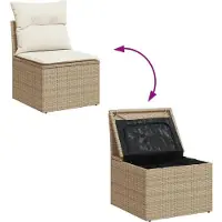 vidaXL 5-delige Loungeset met kussens poly rattan beige