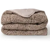 Soulsnooze Teddy Dekbed Panter Taupe 140×200 - 2-in-1 Dekbed Zonder Overtrek - Wasbaar Dekbed zonder Hoes - Deken - Bedsprei - Fluffy Plaid