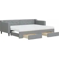 vidaXL Slaapbank met onderschuifbed en lades 80x200 cm stof lichtgrijs