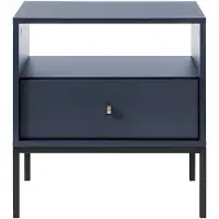 Vente-Unique.nl Nachtkastje BOGDAN - 1 lade en 1 nis - Blauw