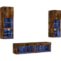 vidaXL 6-delige tv-wandmeubelset met LED bewerkt hout gerookt eiken