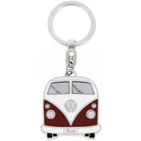 Brisa VW Collection - Volkswagen geëmailleerde metalen sleutelhanger-ring sleutelaccessoire in T1 Bulli Bus-design (voorkant/rood)