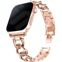 Strap-it luxe stalen horlogeband - geschikt voor Apple Watch Series 1/2/3/4/5/6/7/8/9/10/11/SE/SE2/SE3 - rosé goud - Chain schakel bandje voor iWatch maat: 38 / 40 / 41 / 42mm