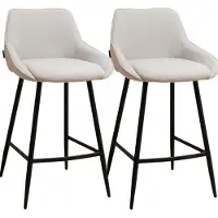 Bronx71 Scandinavische barkruk Lova gerecyclede stof grijs 68 cm - Barkrukken set van 2 - barstoel