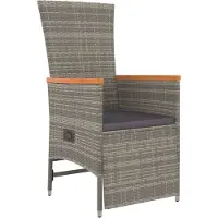 vidaXL 5-delige Tuinset met kussens poly rattan grijs