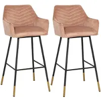 Bronx71 Velvet barkruk Fiona roze 65-78 cm - Barkrukken set van 2 - barstoel