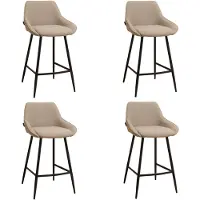 Bronx71 Scandinavische barkruk Lova gerecyclede stof taupe 68 cm - Barkrukken set van 4 - barstoel