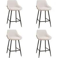 Bronx71 Scandinavische barkruk Lova gerecyclede stof off white 68 cm - Barkrukken set van 4 - barstoel