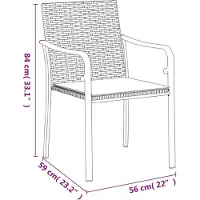 vidaXL 3-delige Tuinset met kussens poly rattan en staal