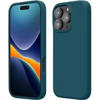 Kwmobile telefoonhoesje geschikt voor Apple iPhone 16 Pro - Hoesje met siliconen coating - Smartphone case in mat petrol