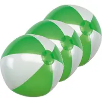 Inspirion Opblaasbare speelgoed strandbal - 5x - groen/wit - dia 28 cm - Strandballen - Buiten speelgoed - Strand speelgoed - PVC