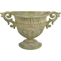 Esschert Design Aged Metal Green muur vaas L 35,9 x D 12,2 x H 22,1