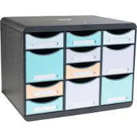 Exacompta Ladebox STORE BOX MULTI Aquarel, 7 kleine & 4 hoge lades met uittrekstop & verzonken handgreep, kunststof, zwart