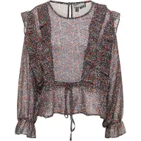 Dreimaster Blouse beige / kobaltblauw / roestbruin