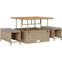 vidaXL Tuinbank Set met kussen 12 pcs Beige en Lichtgrijs poly rattan