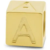 New Bling 9NBG-912A Gouden Kubus met Letter A - 3,8mm - hanger - 14 Karaat - Goud