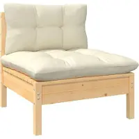 vidaXL 7-delige Loungeset met crèmekleurige kussens grenenhout