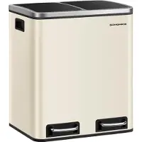Songmics Dubbele Keuken Afvalbak met Pedaal 2x15L - Zacht Sluitend