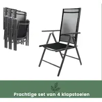 GardenGoodz Klapstoel - Set van 4 - Vouwstoel - Klapstoelen Klapstoel camping - Tuinstoel - Tuinstoelen - Aluminium - Antraciet