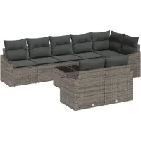 vidaXL Tuinbank Set 9 st Lichtgrijs poly rattan