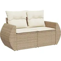 vidaXL Tuinbank Set 8 pcs Beige poly rattan