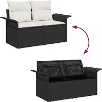 vidaXL Tuinbank Set 8 st 7-Aantal zitplaatsen Zwart en Crème