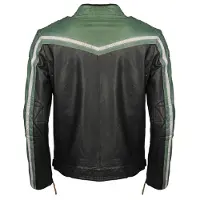 TOP GUN Racing, leren jas ,zwart/groen/beige ,S