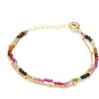 Luxenter Armband, Aiel Multicolour Toermalijn afgewerkt in 18K geel goud