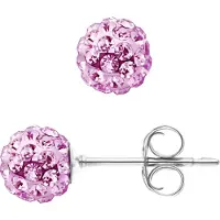 Diadema Nagels van roze kristallen bollen 6 mm zilver 925 - puur kristal