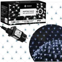 Springos Lichtgordijn | IJspegel Verlichting | Inclusief USB En Afstandsbediening | 144 LED | Koel Wit | Raster
