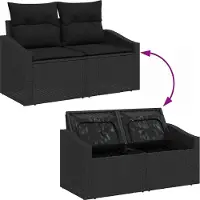 vidaXL Tuinbank Set 9 st Zwart Poly rattan