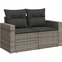 vidaXL 4-delige Loungeset met kussens poly rattan grijs