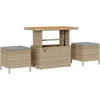 vidaXL Tuinset, 3 stuks, beige, polyrotan