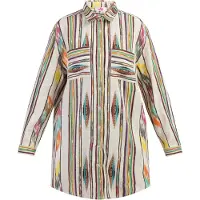 Mymo Blousejurk lichtbeige / geel / groen / pink