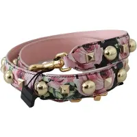 Dolce&Gabbana Vrouwen Roze Bloemen Goud Studs Tas Accessoire Schouderriem