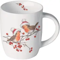 Ambiente Mok 0,2L Christmas Robins Wit wit Aardewerk Beker