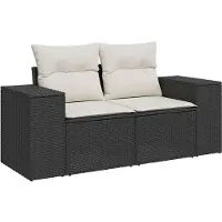 vidaXL Tuinbank Set 10 st Zwart poly rattan