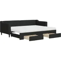 vidaXL Slaapbank met onderschuifbed en lades 80x200 cm stof zwart