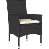 vidaXL 7-delige tuinset met kussens, zwart, polyrotan, acaciahout