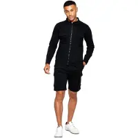 Enzo | Heren Cargo Trainingspak Met Korte Broek Set - Zwart