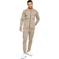 Enzo | Heren Cargo Tracksuit Set - Beige