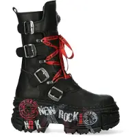 New rock halfhoge punk lederen laarzen-WALL028B-C1