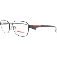 Prada Sport rechthoekige zwarte rubberen herenglazen frames