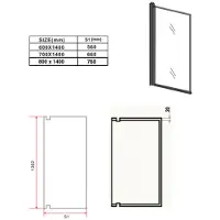 Badplaats Badwand medal 60 x 140 cm zwart badscherm draaibaar 5 mm dik -