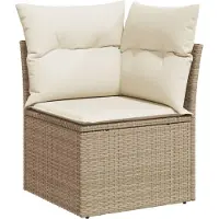 vidaXL 5-delige Loungeset met kussens poly rattan beige