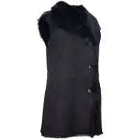 Infinity Leather Zwart toscana schapenvacht gilet-manama voor dames
