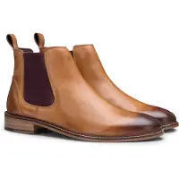 London Brogues Klassieke Chelsea-laarzen van bruin leer voor heren