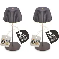 Briloner Champ mini - Set van 2 Oplaadbare Mini Tafellampen - met touch dimbaar - german design award winner 2025 - antraciet - Ø8,5 x 20cm