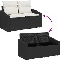vidaXL Bankstel 5 st Zwart en Crème poly rattan